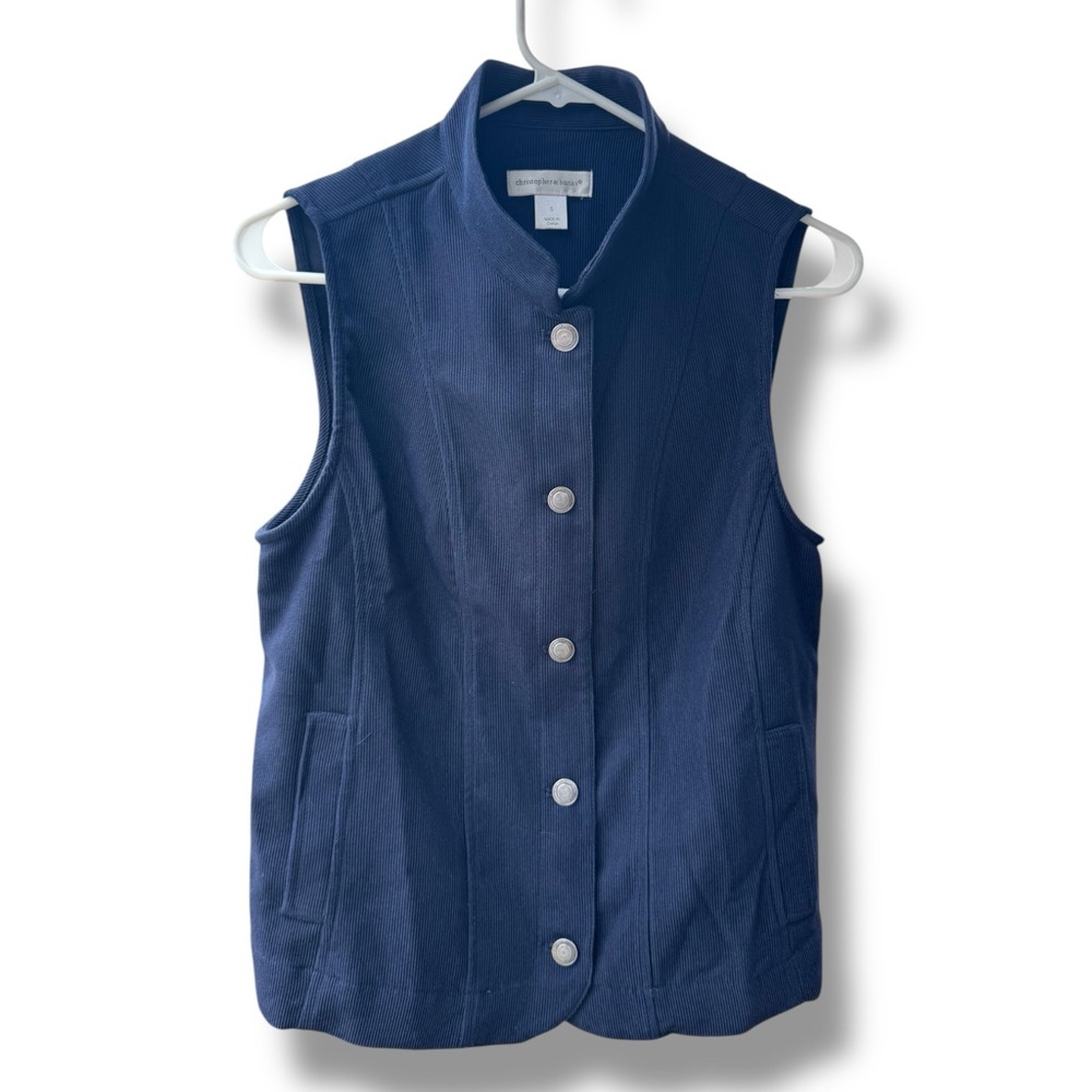 CJ Banks Navy Button-Up Vest Professional Casual Comfortable Small